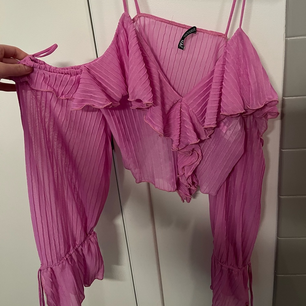 Zara Sheer Pink Blouse